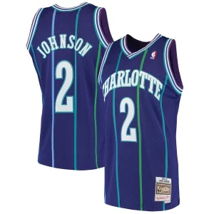 Magnifico Fascinante Larry Johnson Charlotte Hornets 1994/95 Hardwood Classics Swingman Jersey Purple  per la Gara Importante
