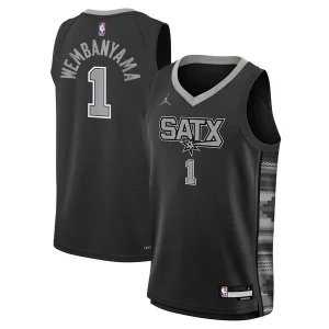 Attraente Raffinato Elegante Victor Wembanyama San Antonio Spurs Jordan Brand Youth Swingman Jersey Statement Edition Black  per la Gara Importante